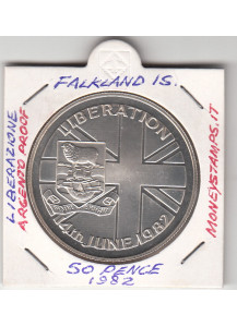 ISOLE FALKLAND 50 Pence 1982 Argento KM#18a Regina Elisabetta II